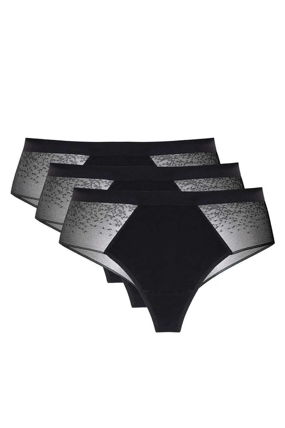ensemble trois strings coton gousset oeko tex microfibre extensible dentelle dos invisible maintien bande elastique taillehaute noir confort