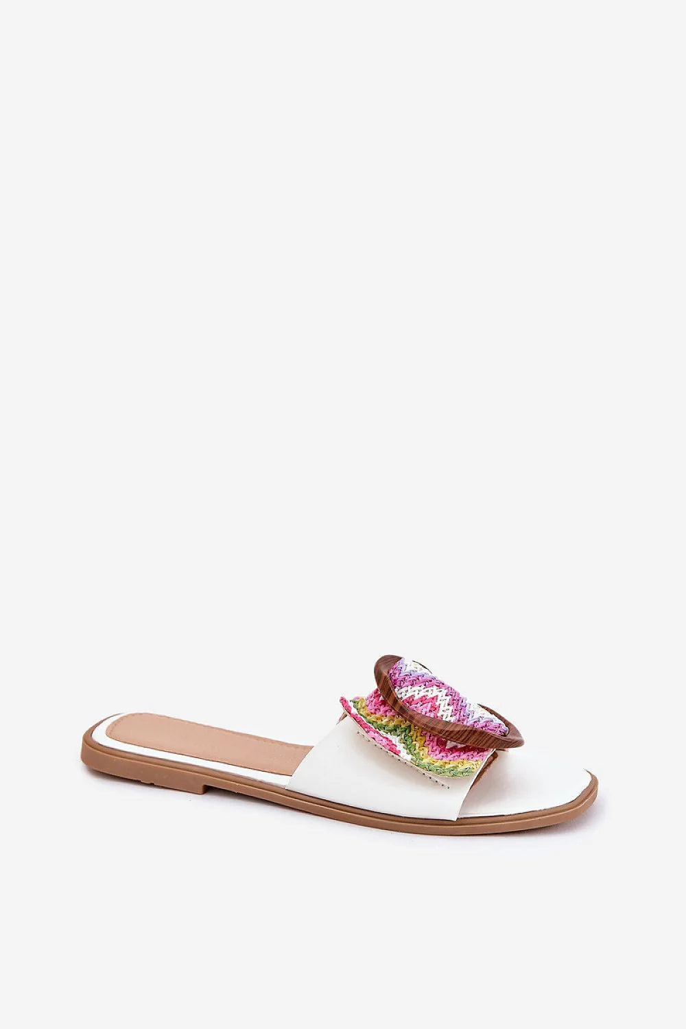 Sandales femmes cuir écologique style estival talon plat lanière tressée boucle décorative look chic été 2023