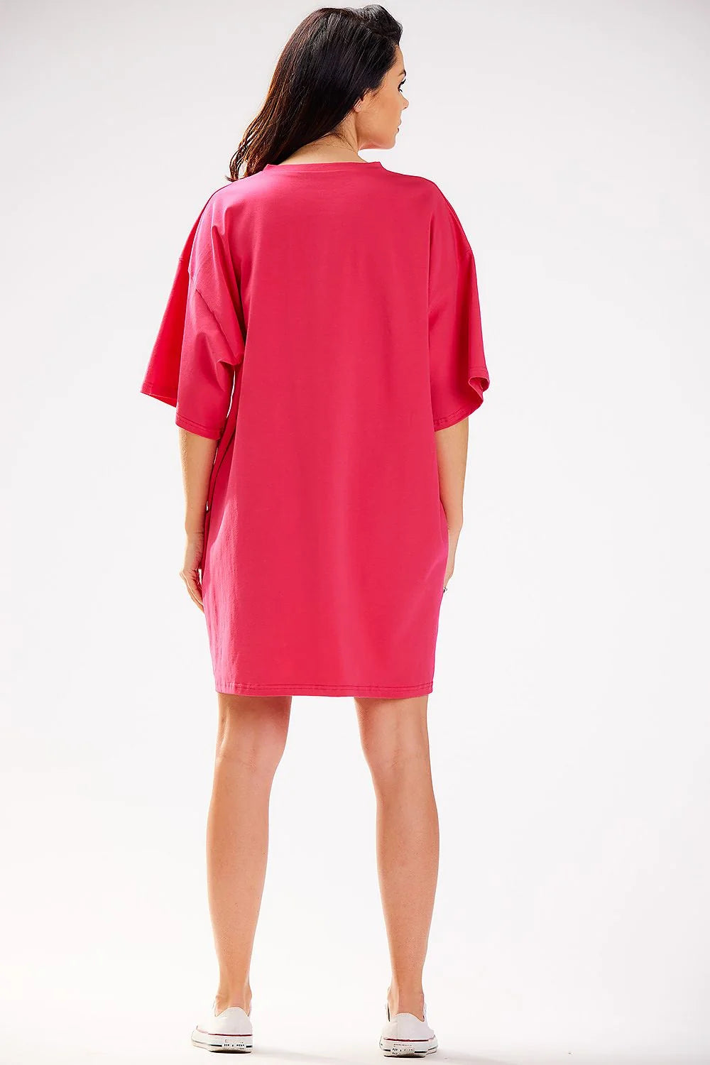 Robe de jour Infinite You design moderne coton doux coupe ample manches courtes coloris rose vif femme été