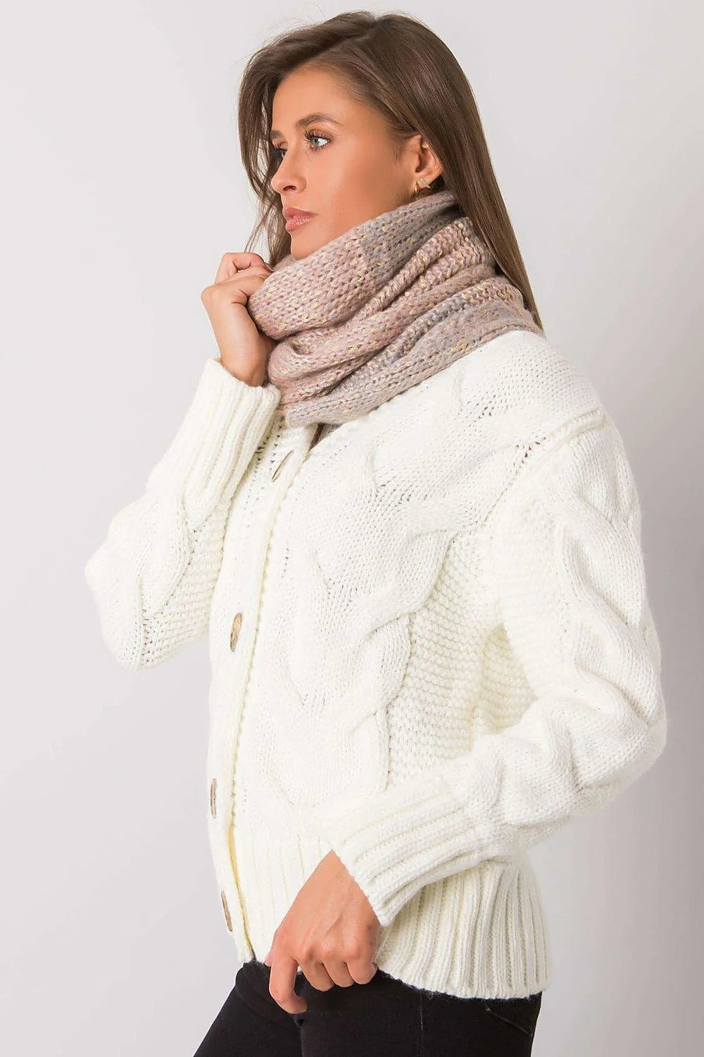 Écharpe châle tubulaire acrylique élégante torsadée chaude douce pour un hiver stylé et confortable
