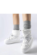 Bottes neige blanches synthétiques modernes isolantes plateforme épaisse hiver femmes confort style sportif extérieur