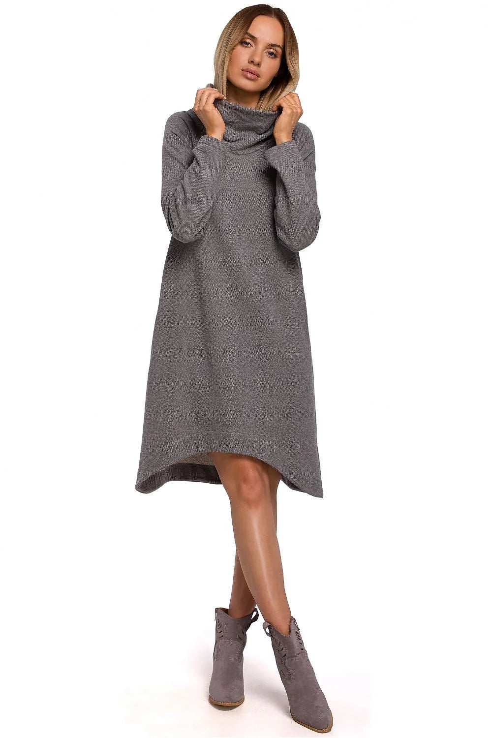 Robe pull en maille coton kaki élégante et confortable manches longues pour femmes modernes décontractées