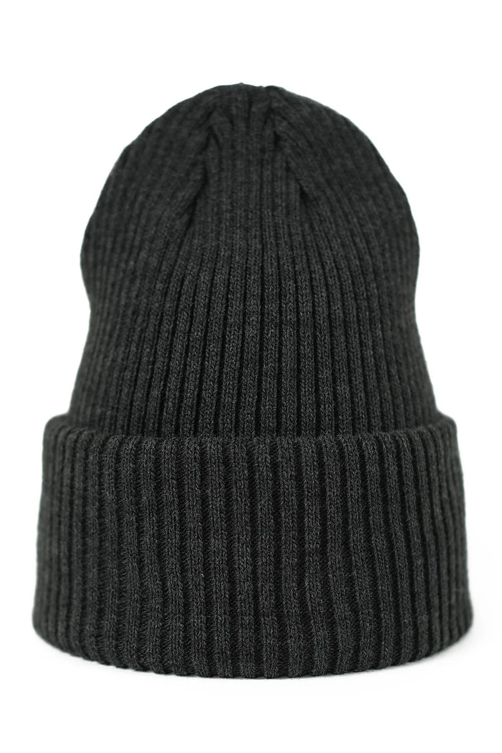 bonnet tricot acrylique noir femme côtelé ajusté chaud confortable doux extensible urbain minimaliste classique repli symétrique taille unique