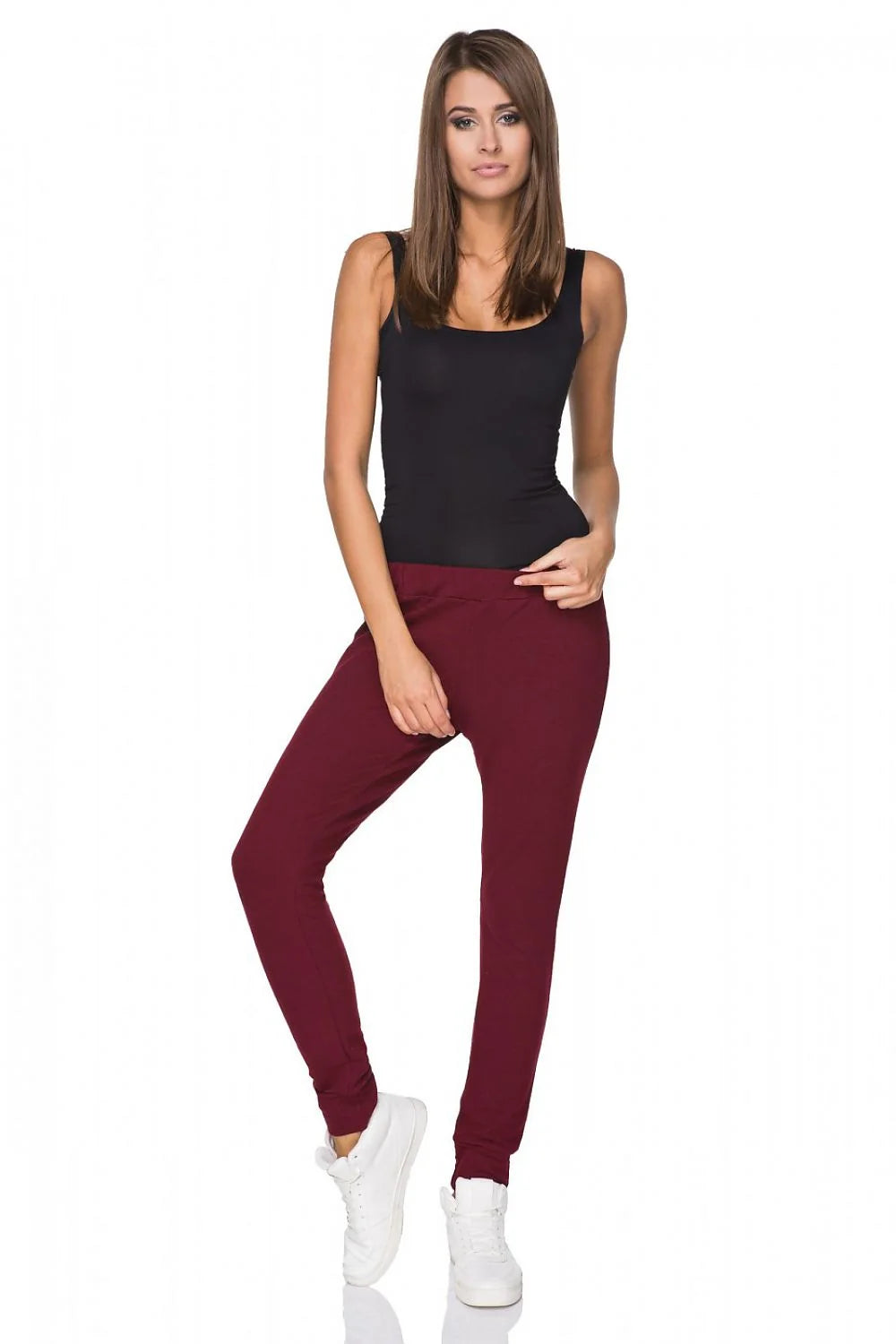 Pantalon de jogging bordeaux en coton confortable et sportif pour un look urbain décontracté chic