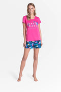 Pyjama Henderson Ladies deux pièces rose imprimé tropical manches courtes short floral été femme