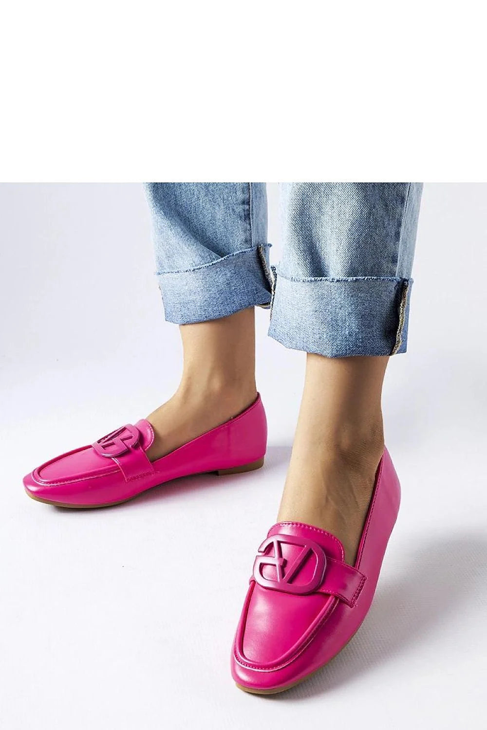 Mocassins pour femmes rose vif cuir écologique boucle croisée à enfiler talon plat été décontracté élégant mode