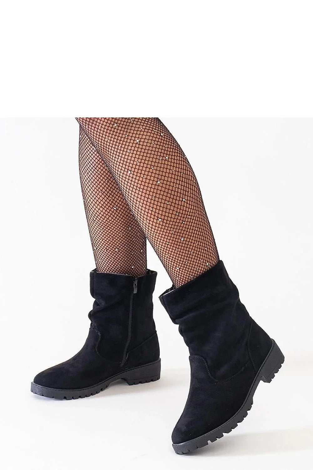 Bottes Solea femmes éco-suede noires style casual utilitaire semelle épaisse fermeture éclair latérale cuisse mi-hauteur