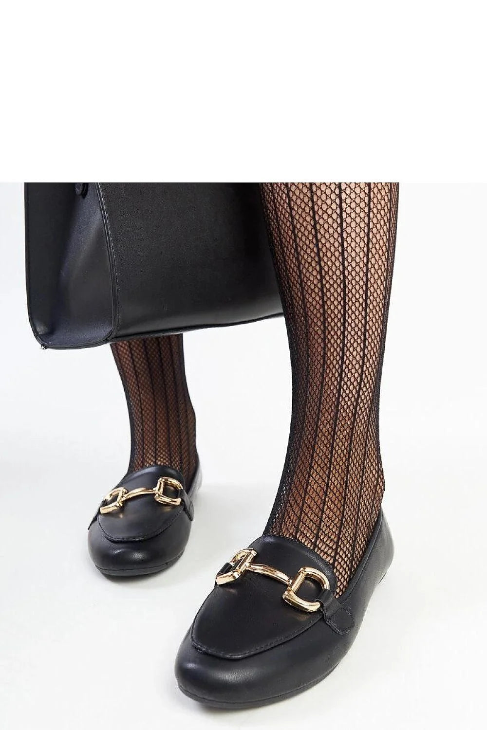 Moccasins pour femmes classiques élégants noir simili cuir doré bout arrondi coupe basse occasion quotidienne et formelle