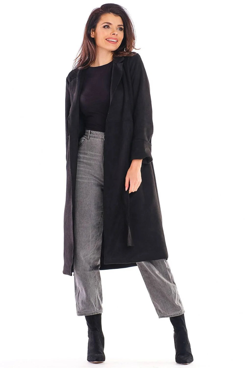 Manteau femme daim doux moderne rose pâle coupe droite élégant style urbain streetwear chic