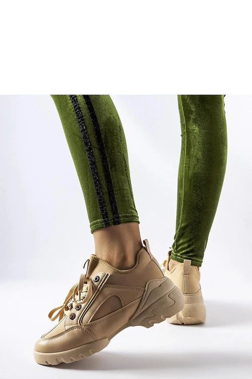 Baskets Solea femmes design moderne sport-chic couleur beige polyvalente tige montante lacets métal occasion quotidienne soirées