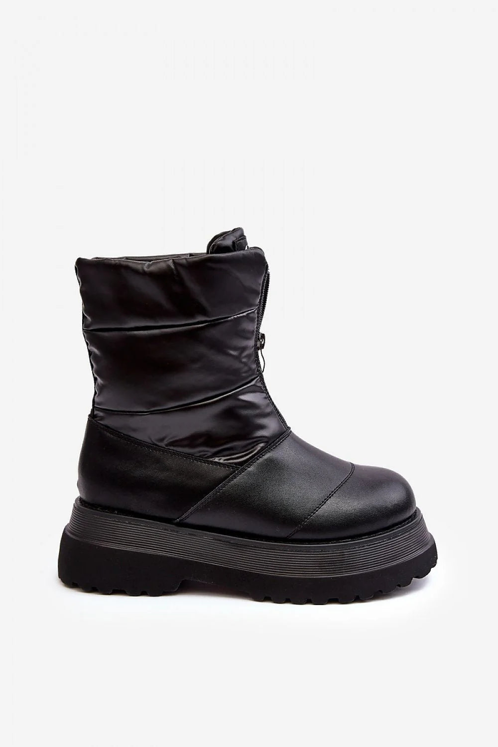 Bottes de neige pour femmes Step in style moderne fonctionnel cuir écologique textile noir isolate talon raidi zip
