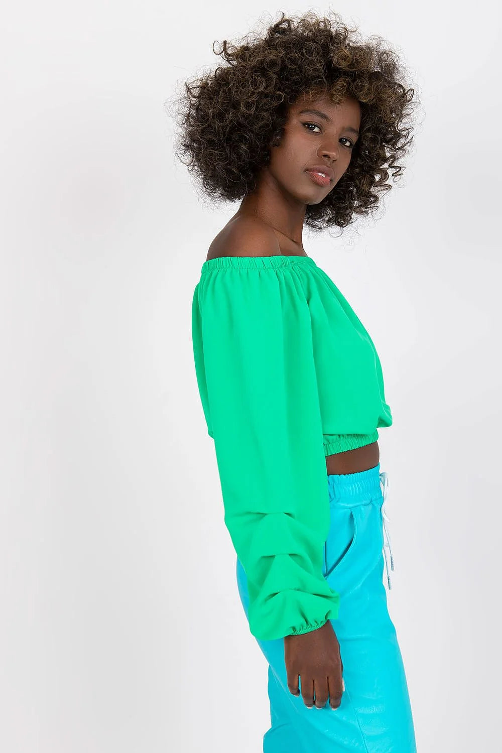 Chemisier à épaules nues style moderne manches longues en polyester 100% pour femmes été tendance Italie Moda
