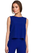 Top Femme Bleu Vif Polyester Élégant Ample Décontracté Travail Bureau Mode Style Professionnel