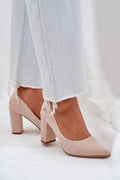 Escarpins talon large Step in style cuir sué pointu élégant moderne rose pâle confort occasionnels femmes