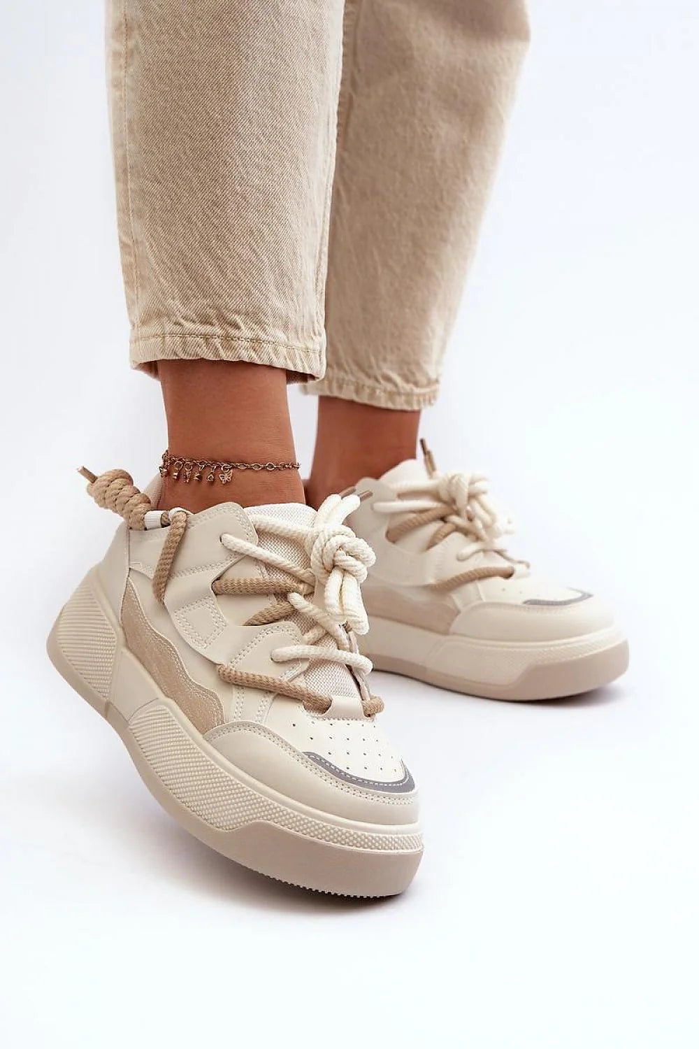 Chaussures de sport Step in style - Baskets plates modernes en cuir synthétique pour femmes - Design chunky et confortable