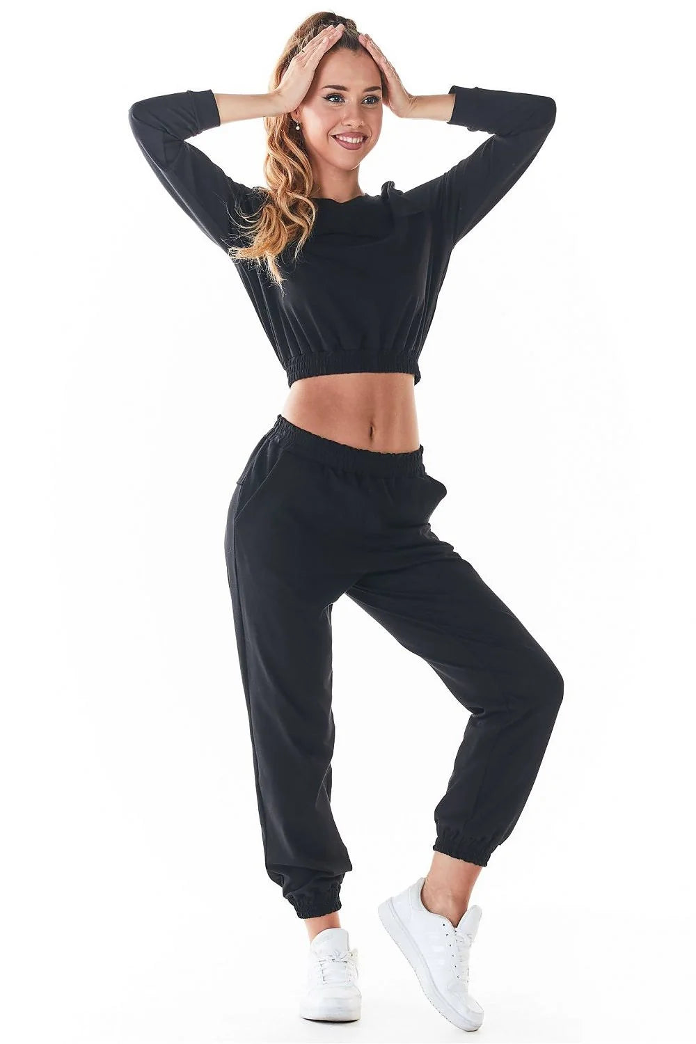 Ensemble survêtement femme Infinite You haut sweatshirt crop manches longues bas pantalon taille haute