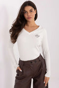 chemisier coton côtelé élasthanne confortable ajusté silhouette poitrine broderie coeur décolleté manches longues longues longueur standard féminin élégant doux