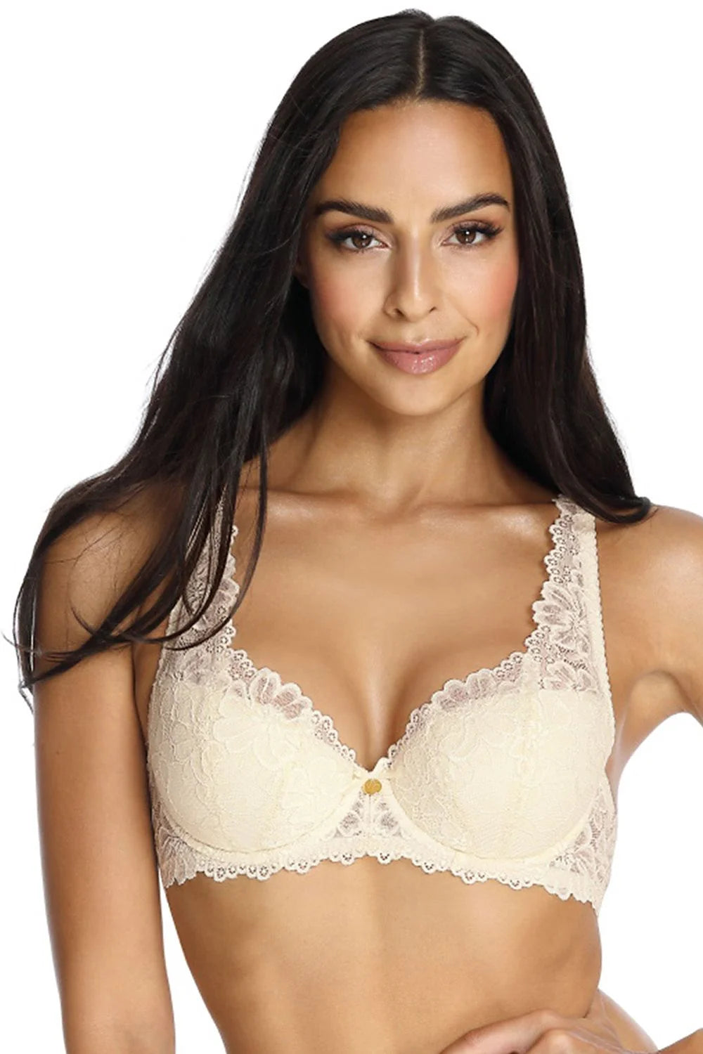 Soutien-gorge rembourré dentelle floral crème nœud satin ajustable bretelles dentelle motifs fleurs armatures doux féminin