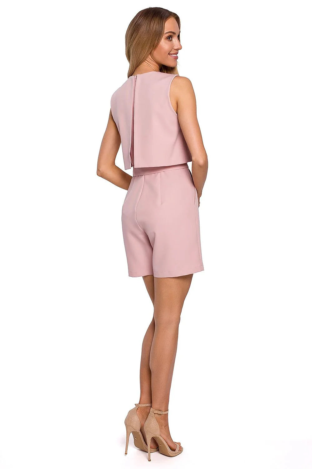 Combinaison élégante rose pâle femme moderne polyester chic coupe ajustée tenue estivale décontractée
