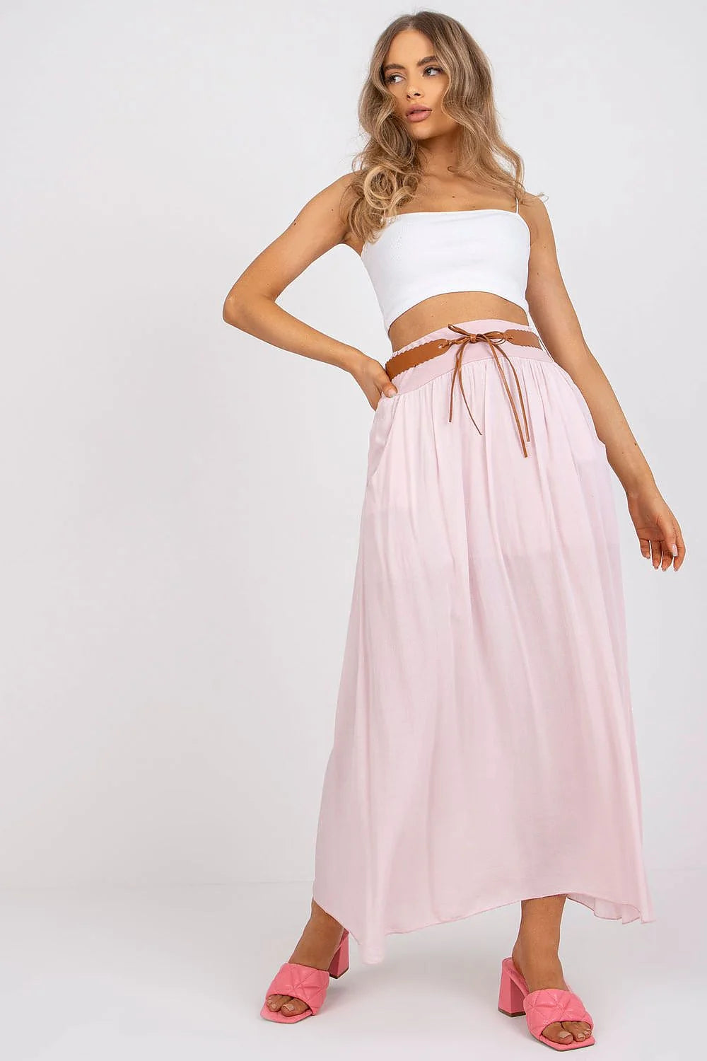 Jupe longue Och Bella taille haute doublée sangle supplémentaire viscose 100 % mode féminine été élégante décontractée