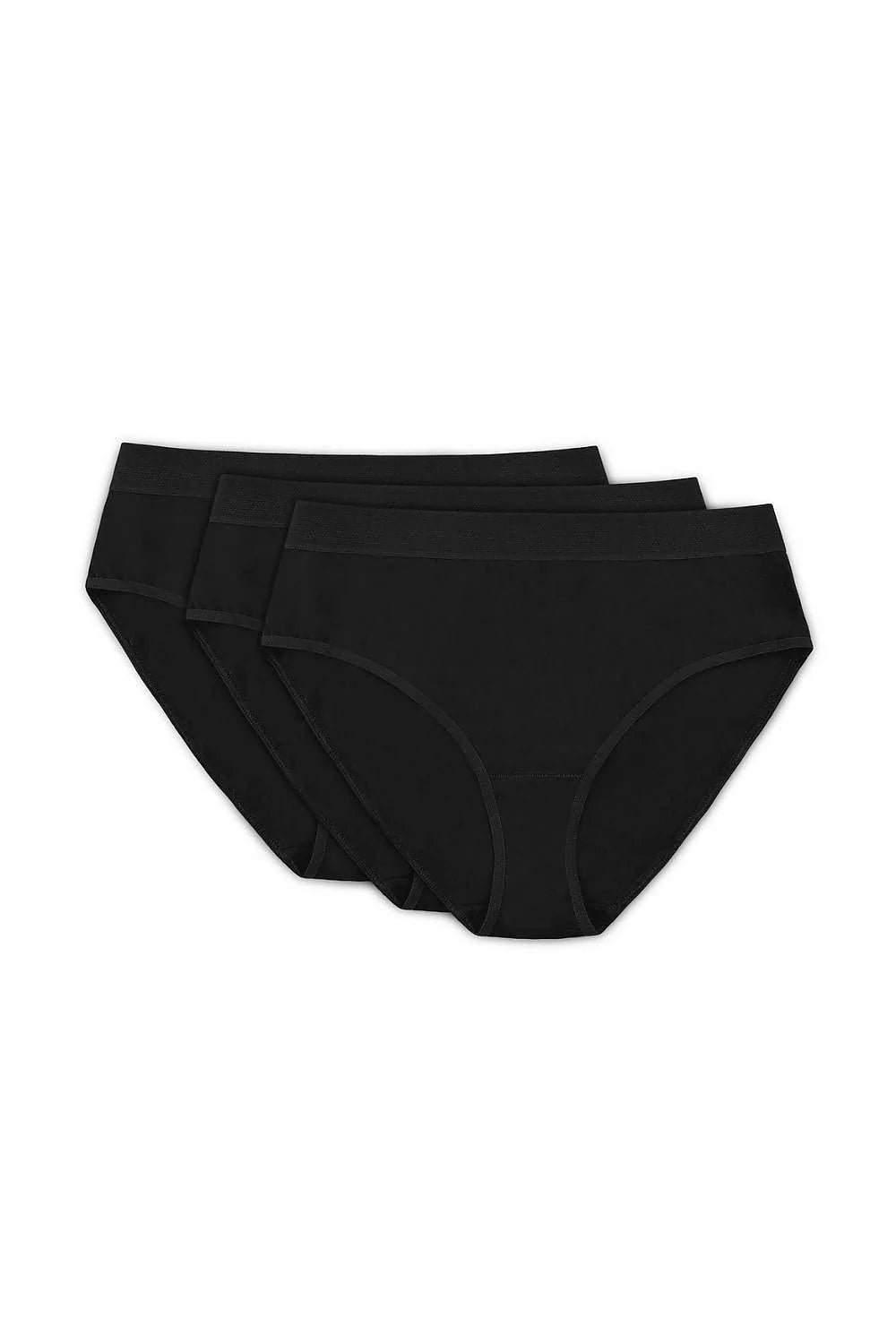 lot trois culottes coton jersey extensible noir taille mi haute couvrante slip classique bande élastique large maintien confortable quotidien polonais
