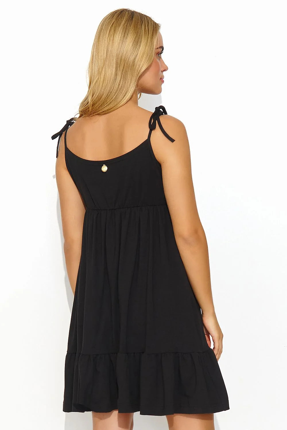 Robe de jour Makadamia sans manches coupe évasée encolure V volants matériaux légers femme estivale