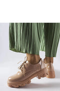 Chaussures basses Solea femmes style derby lacquées beige plateforme confortable cuir synthétique occasionnels élégance mode