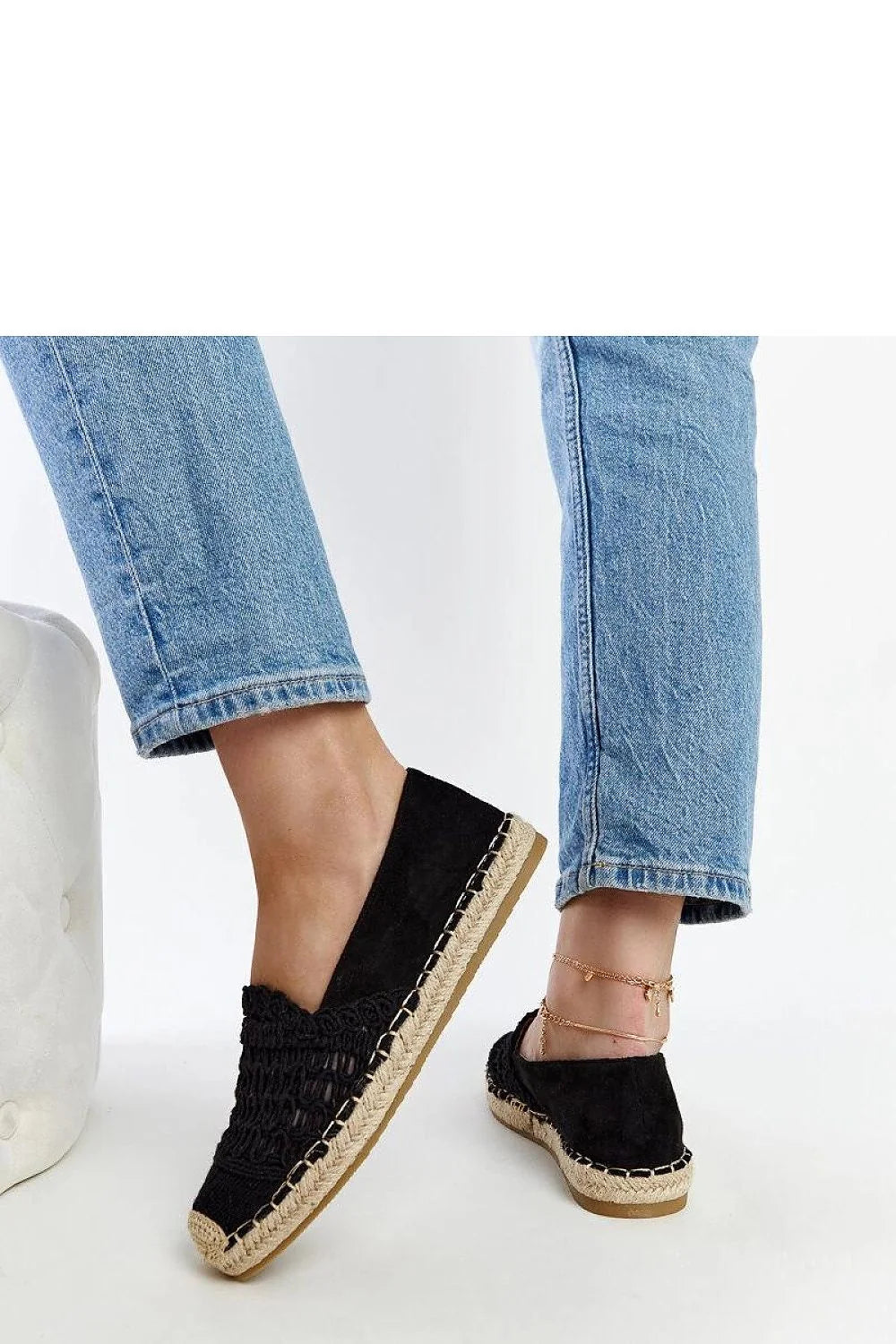 espadrille Solea femme noire plate slipon crochet suédine bout renforcé jute tressée semelle compensée gomme antidérapante légère respirante bohème décontractée