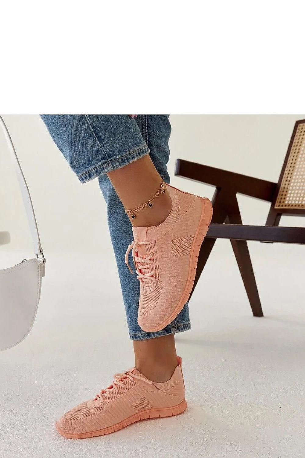 Baskets Confortables Design Moderne Tissu Respirant Semelle en Caoutchouc Couleur Pêche Pour Femmes Été Décontracté