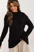 Pull longue femme Chandail Badu motif torsadé chevron acrylique doux manches longues finitions soignées