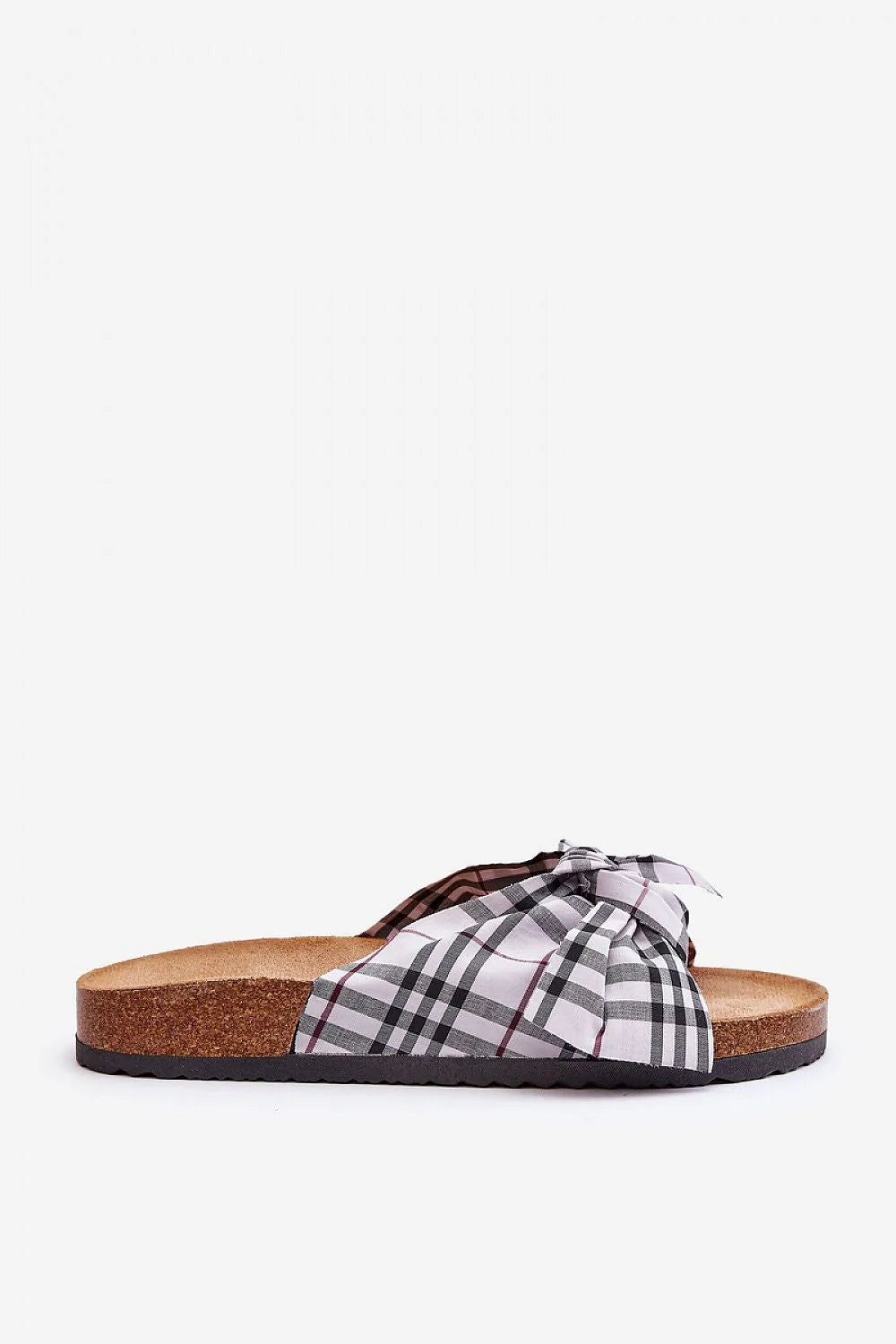 sandales femmes mules été élégantes confort liège semelle anatomique plateau tissu nœud carreaux gris noir ivoire bordeaux caoutchouc crantée ecosuede