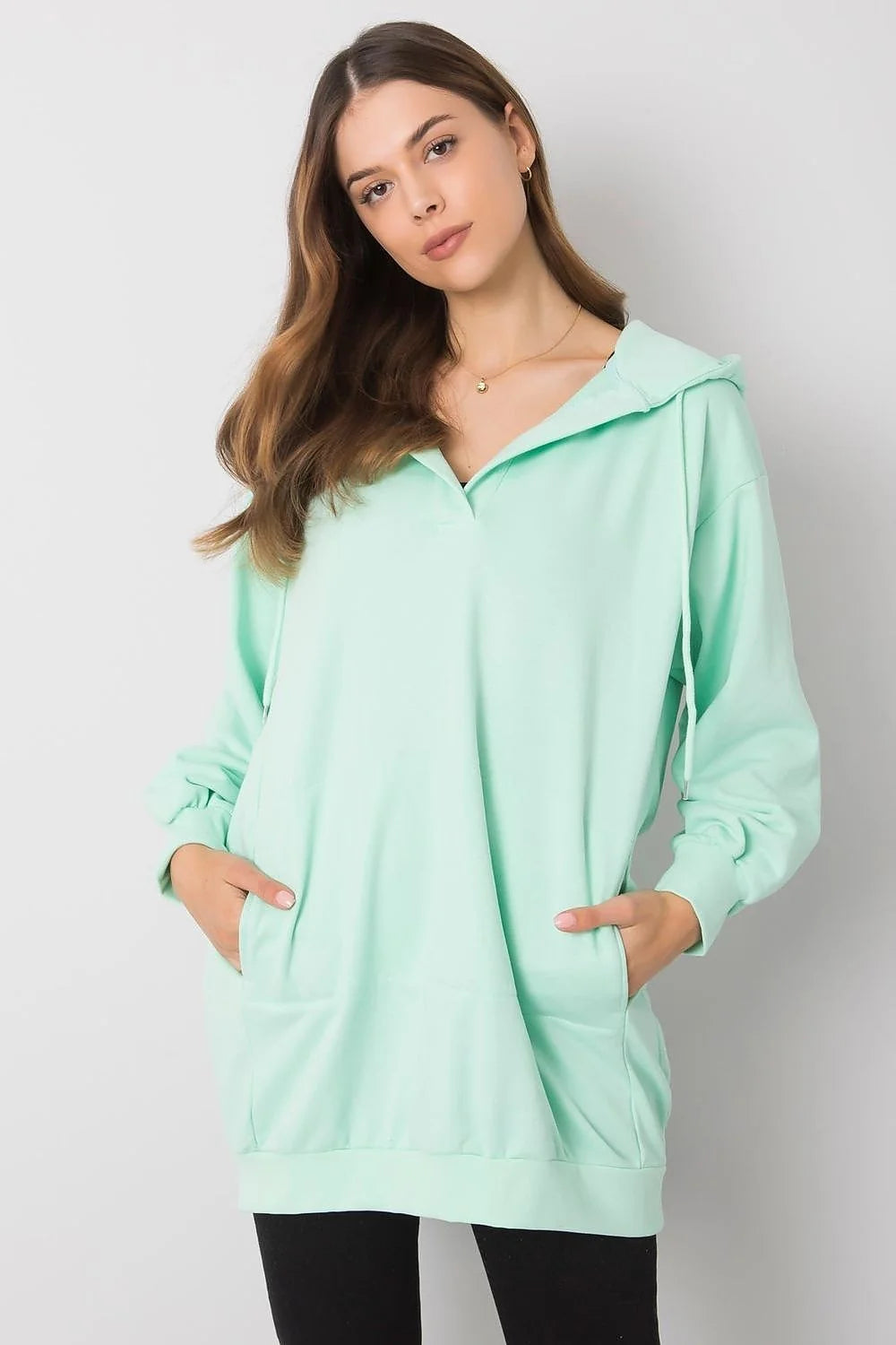 Sweatshirt à capuche pour femme moderne oversize couleur rose néon coton polyester poche kangourou style décontracté occasions multiples