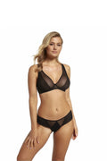 Ensemble lingerie féminine noir mesh triangle soutien-gorge décolleté plongeant culotte basse ajustables doux tissu respirant confort daily wear