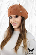 Béret Kamea en laine marron chaud, ajustable, design classique, accessoire féminin élégant pour automne hiver