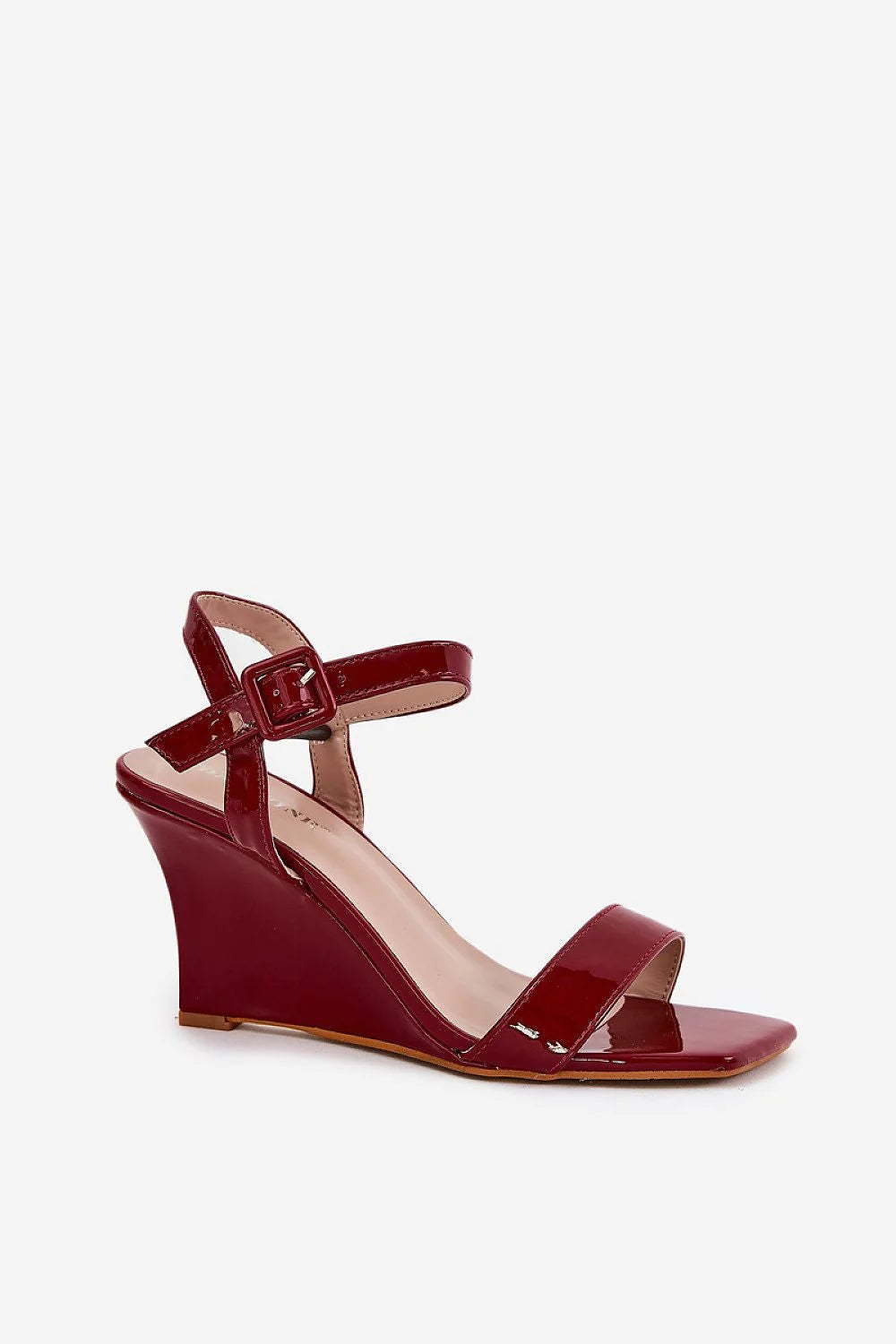 Sandales élégantes à talon compensé en cuir artificiel, couleur rouge bordeaux, ajustables, pour robes et pantalons, femmes, mode moderne, talon 9 cm, comfort