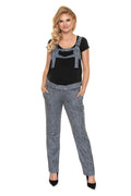Salopette maternité polyester moderne décontractée ajustable noir-gris poches boutons confort style femme enceinte