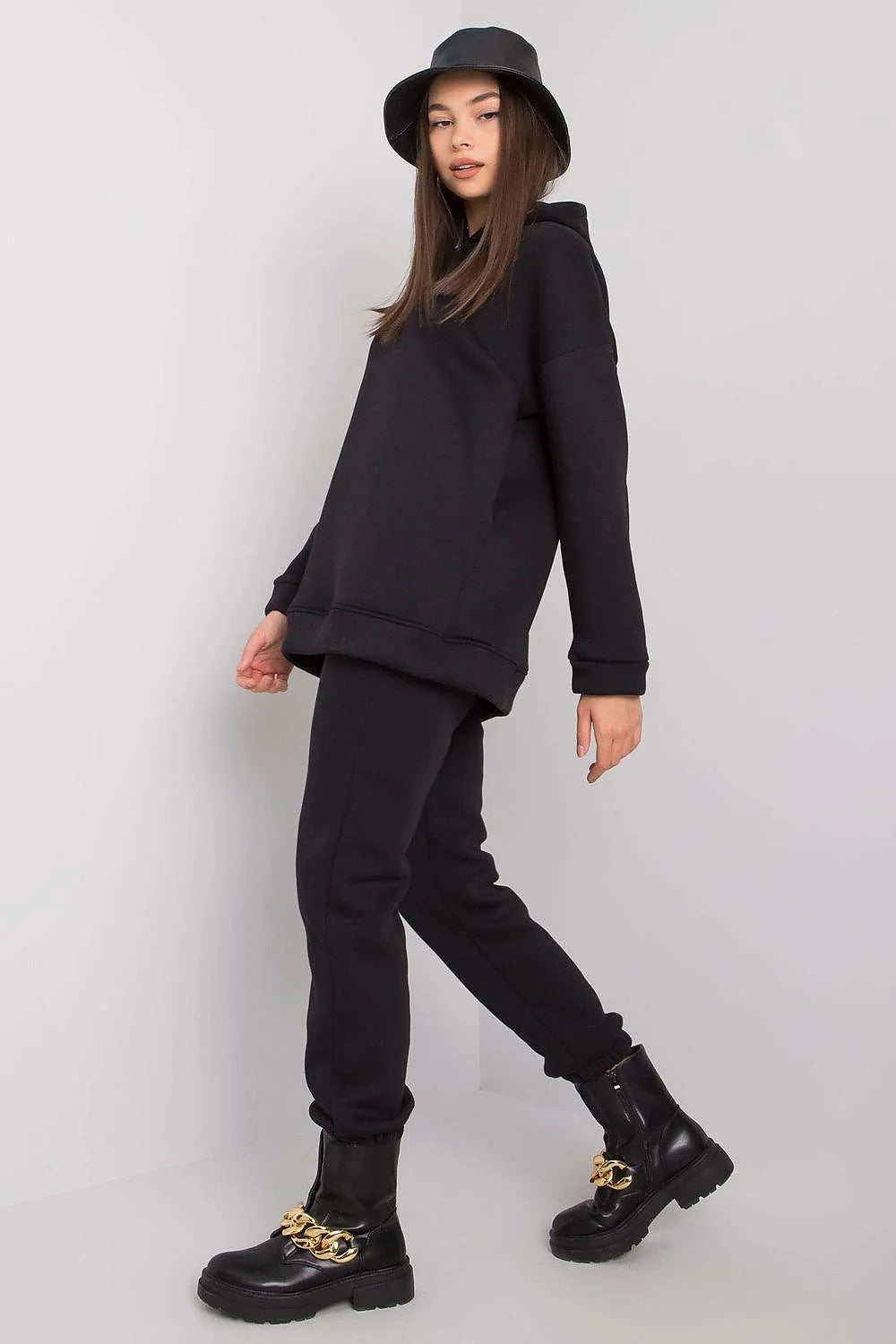 ensemble BFG femme vert émeraude sweat capuche oversize jogger molletonné coton élasthanne confortable relaxed poches élastiqués