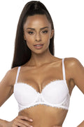 Soutien-gorge push-up dentelle blanc coussinets amovibles bretelles ajustables femme