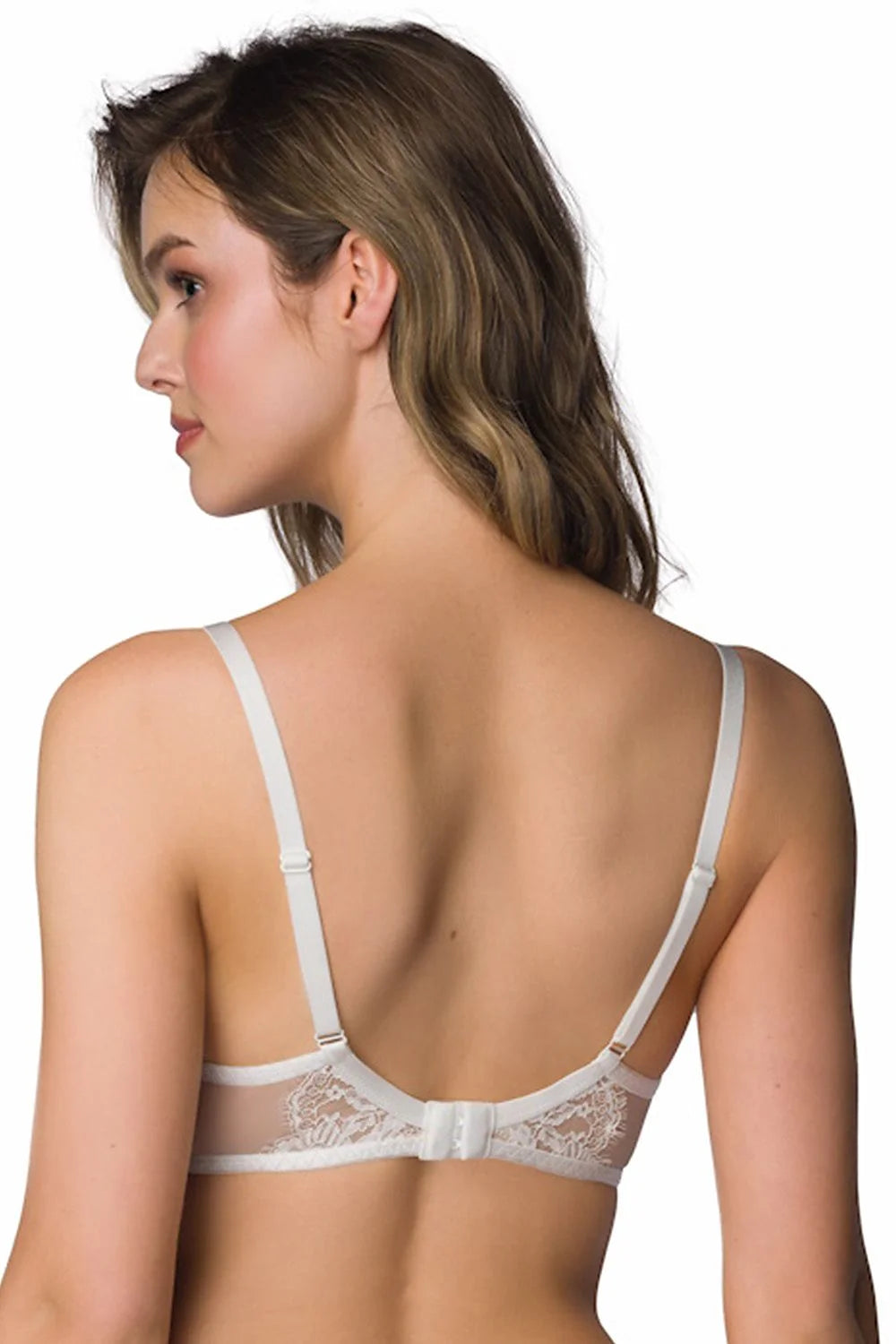 Soutien-gorge push-up en dentelle élégant non rembourré bretelles ajustables nœud central couleurs claires femmes lingerie