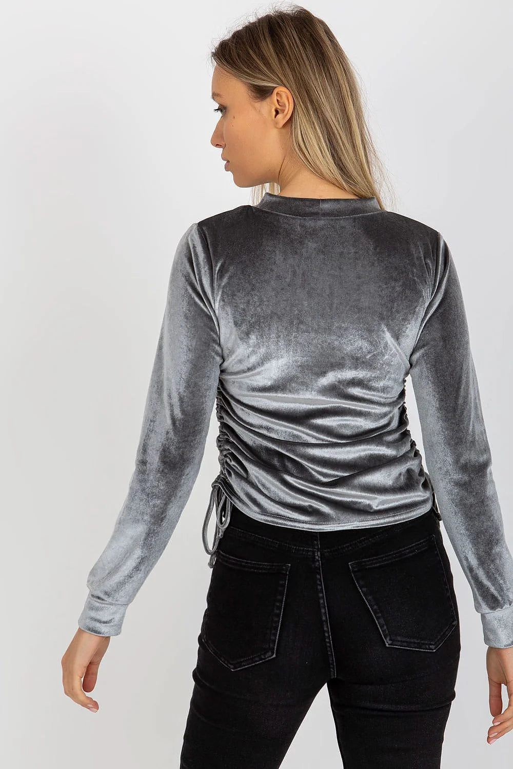 Chemisier Lakerta en velours rose poudré manches longues style moderne élégant femmes occasion spéciale