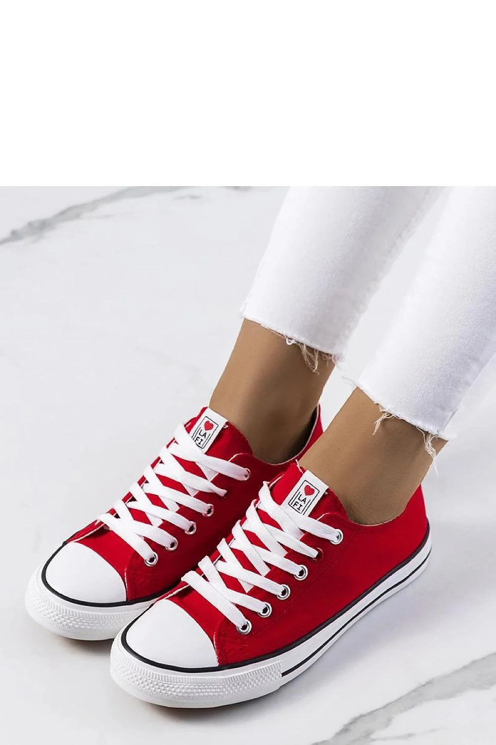 Baskets Kolind pour femmes classique intemporel baskets basses design urbain style casual semelle caoutchouc rouge vif blancs lacets femme