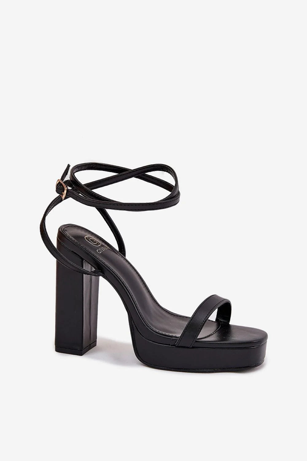Sandales à talons bloc élégance femmes cuir artificiel bride métallique noire occasions formelles mode été
