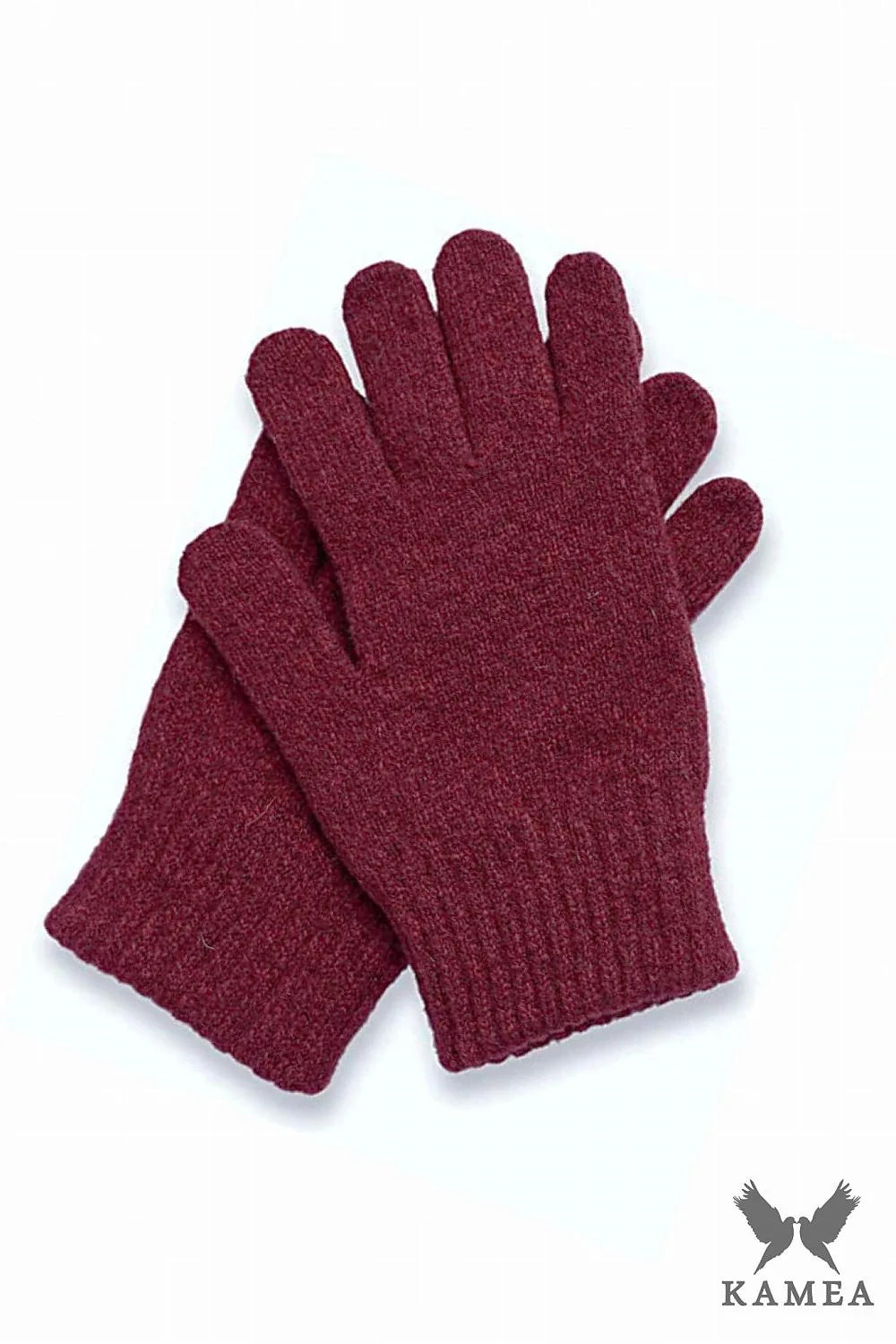 Gants en laine pour femmes style classique couleur bordeaux coupe ajustée manches longues poignets côtelés