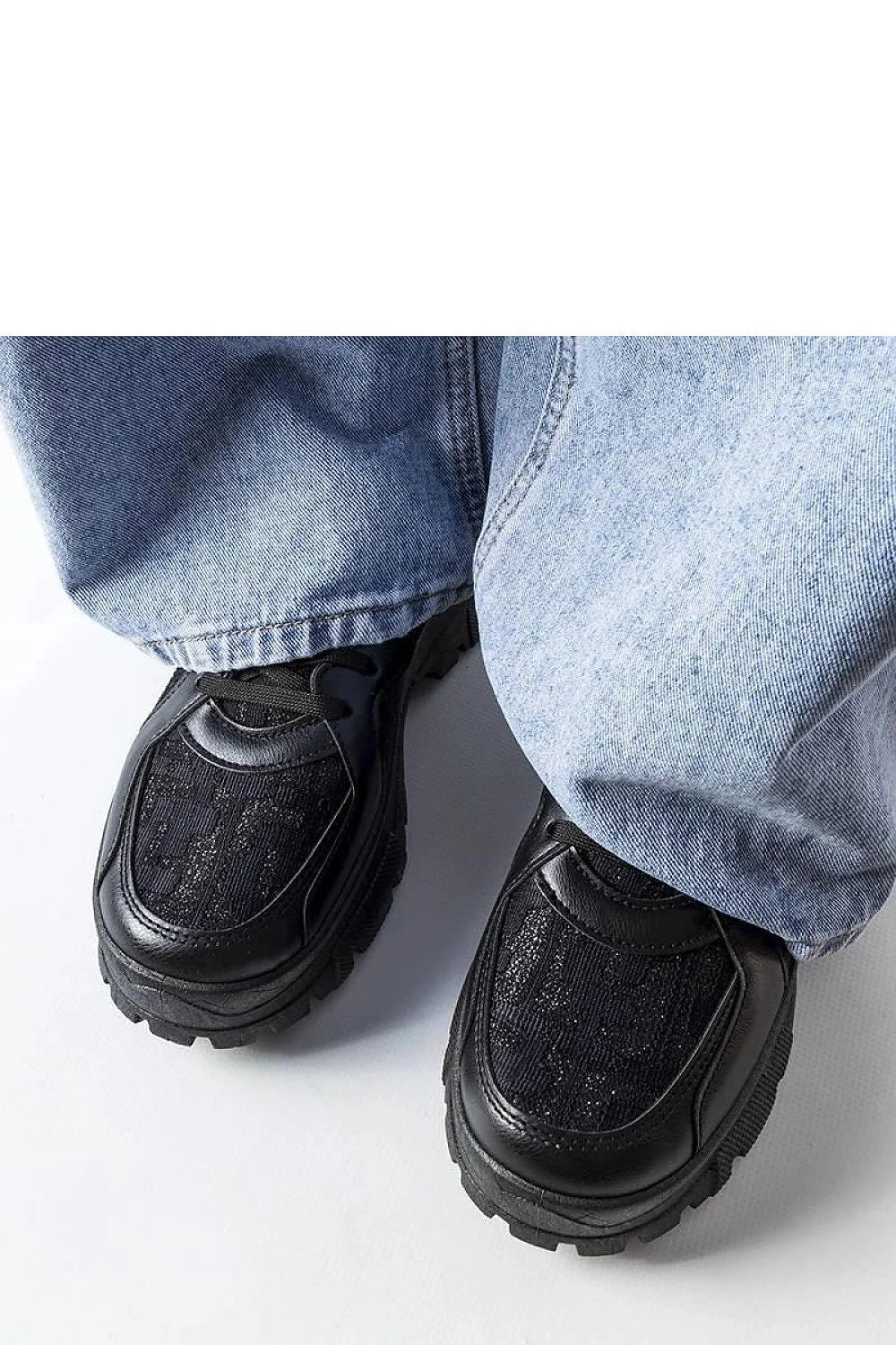 Mocassins urbains pour femmes en cuir synthétique et tissu matelassé, style chunky, noir, confortable