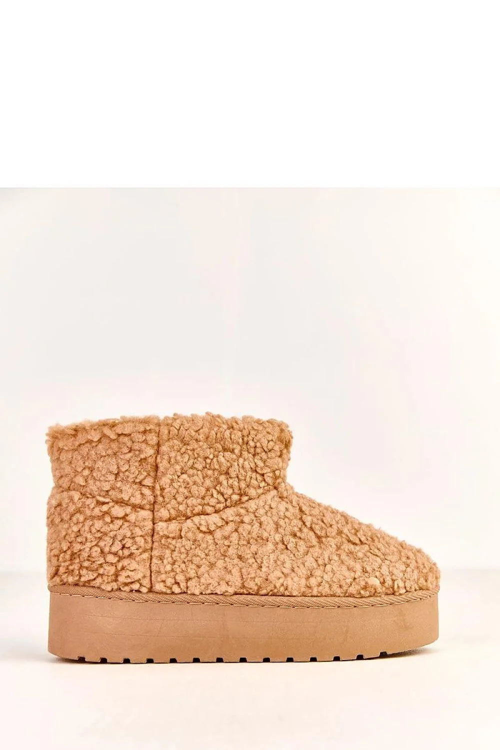 bottes neige fourrure synthétique mouton sherpa beige camel cheville bout rond plateforme 4cm compensée antidérapante doublure chaude rembourrée