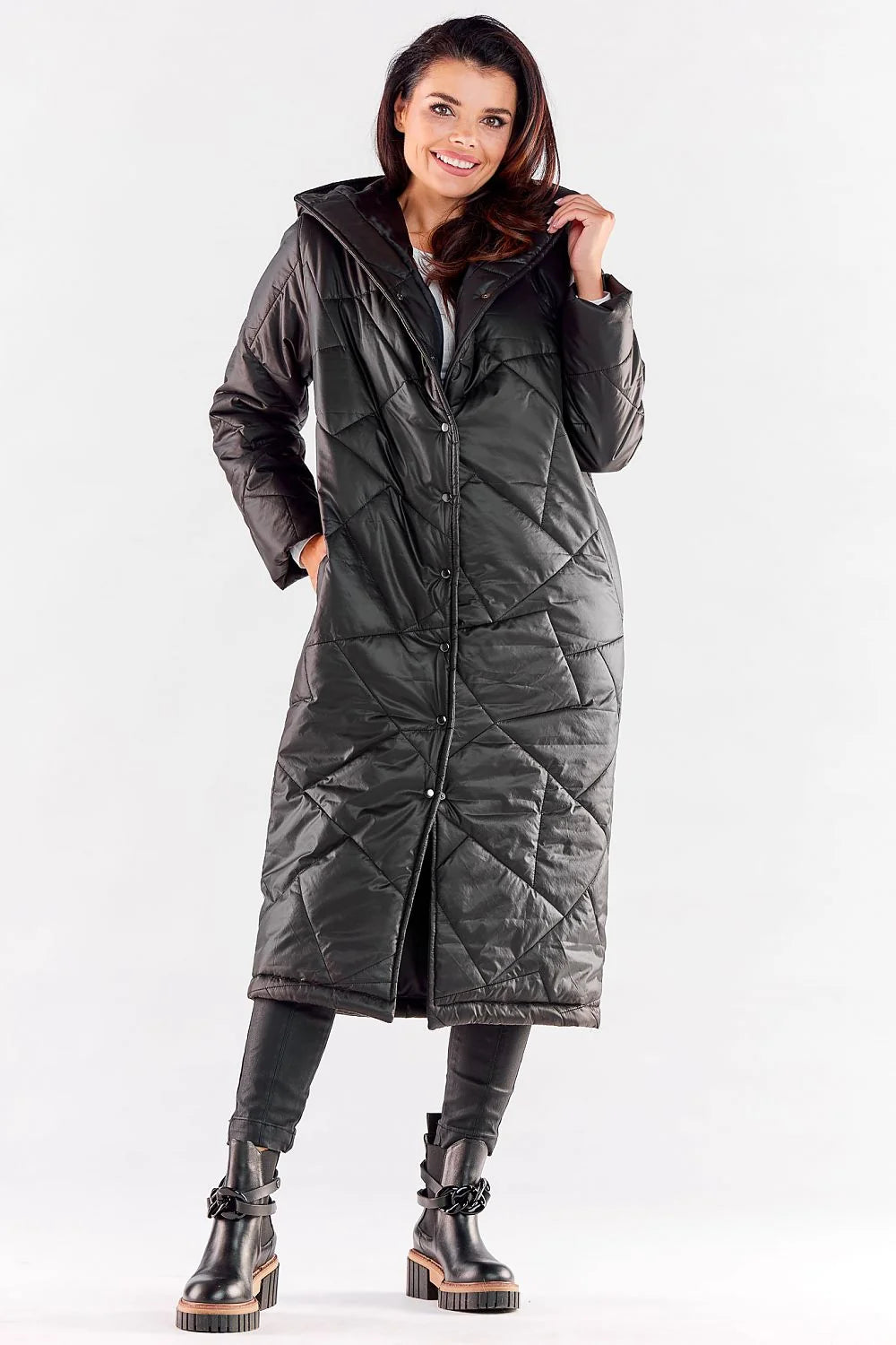 Manteau long pour femmes design moderne fonctionnel matelassé capuche intégrée couleur rouge vif polyester 100 % taille L/XL