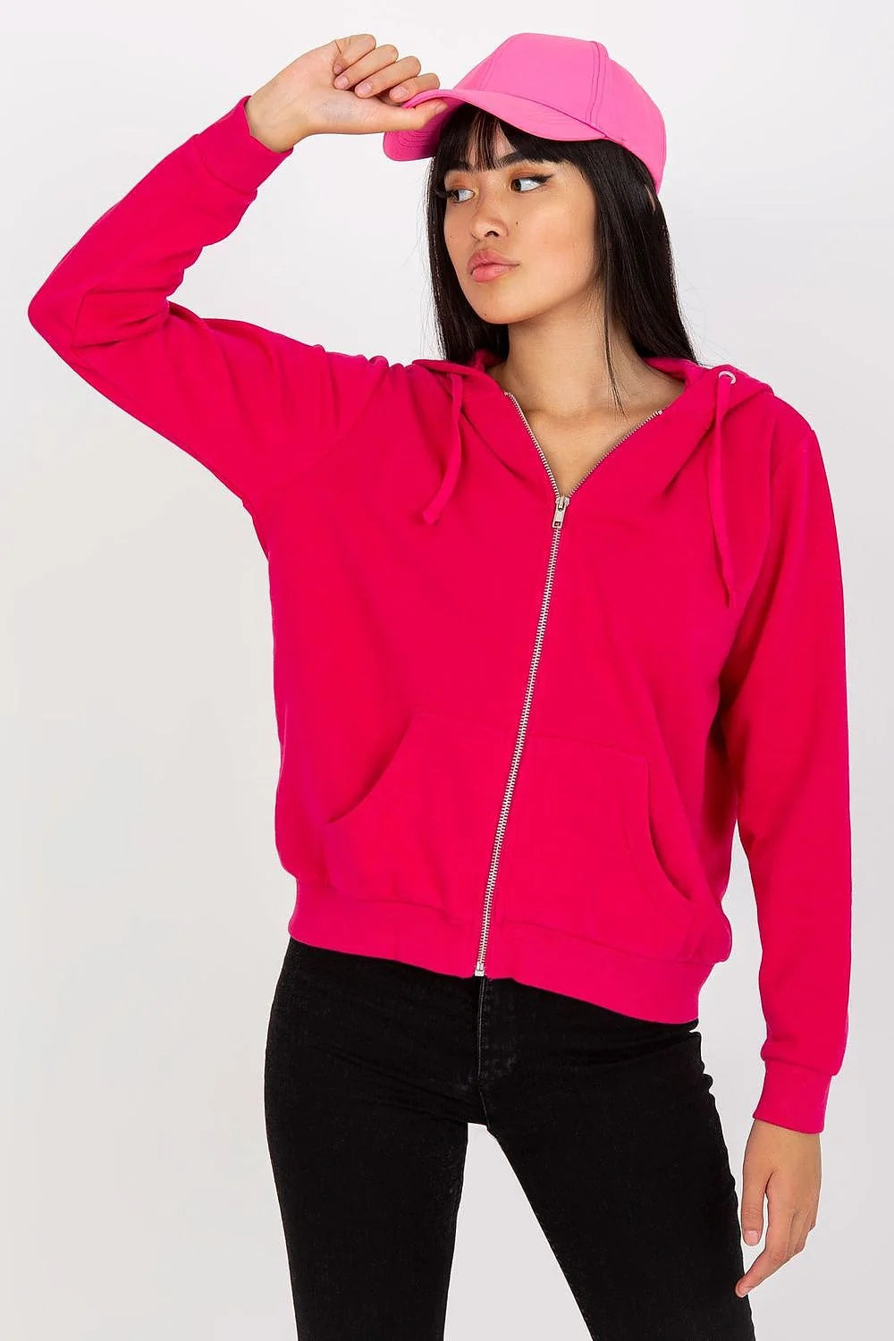 Sweatshirt femme capuche manches longues coton polyester gris foncé style casual occasion quotidienne