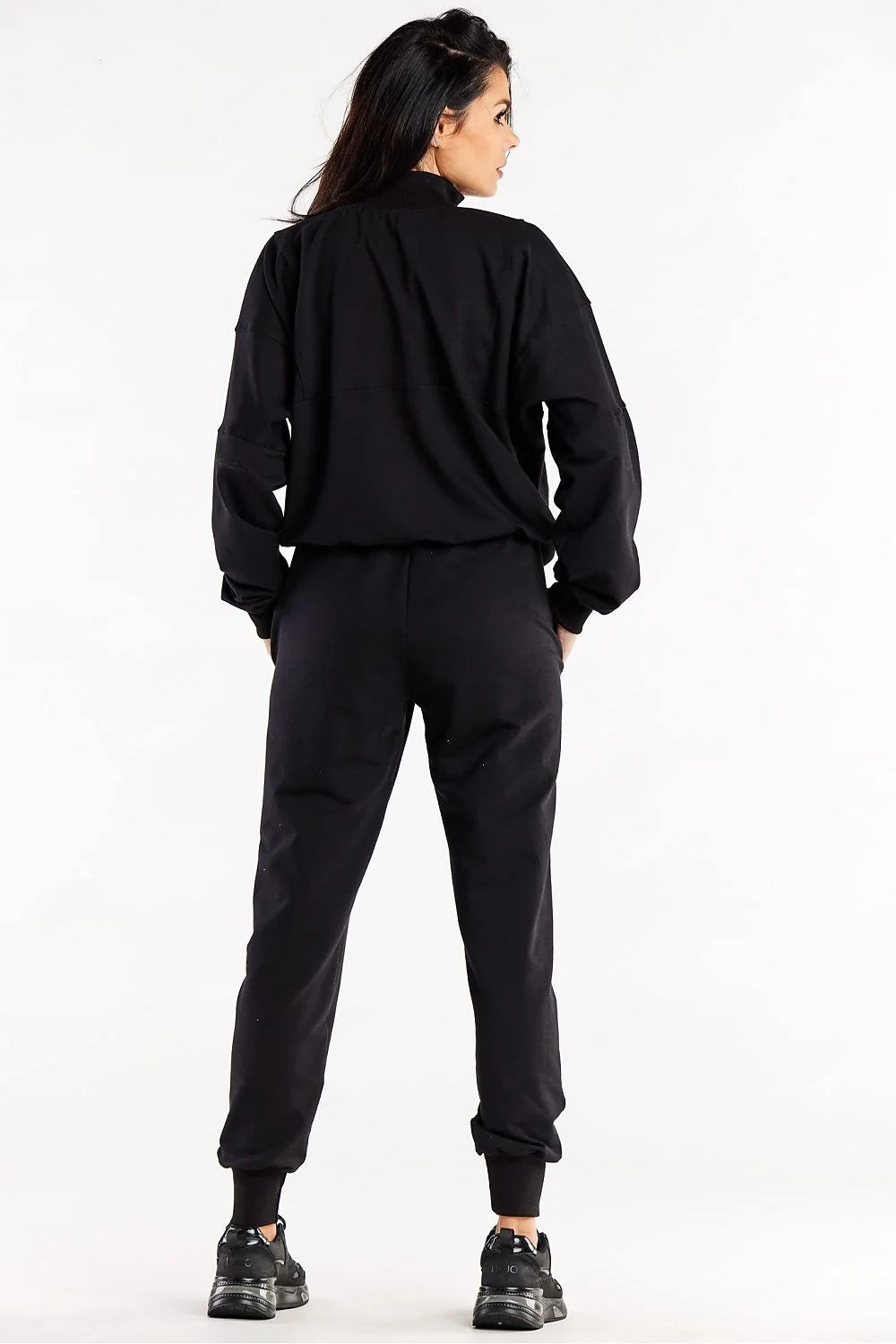 Pantalon survêtement Infinite You pour femme style sportswear ample élasthanne coton noir taille élastique poches latérales