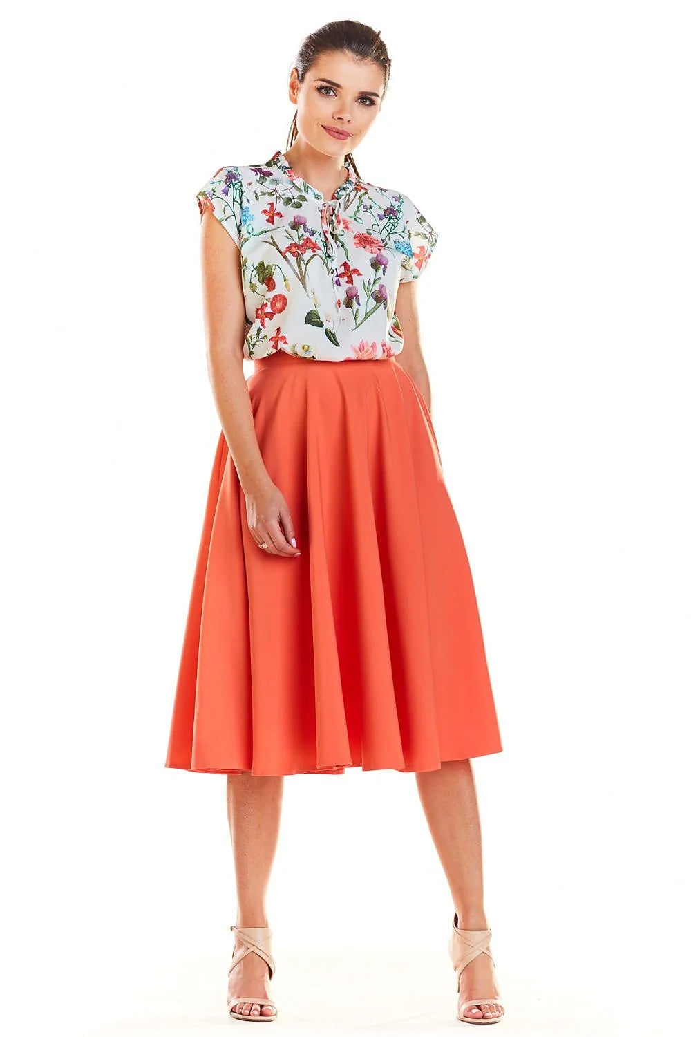 Jupe élégante en coton évasée à motifs floraux colorés pour femme moderne et soirées chics
