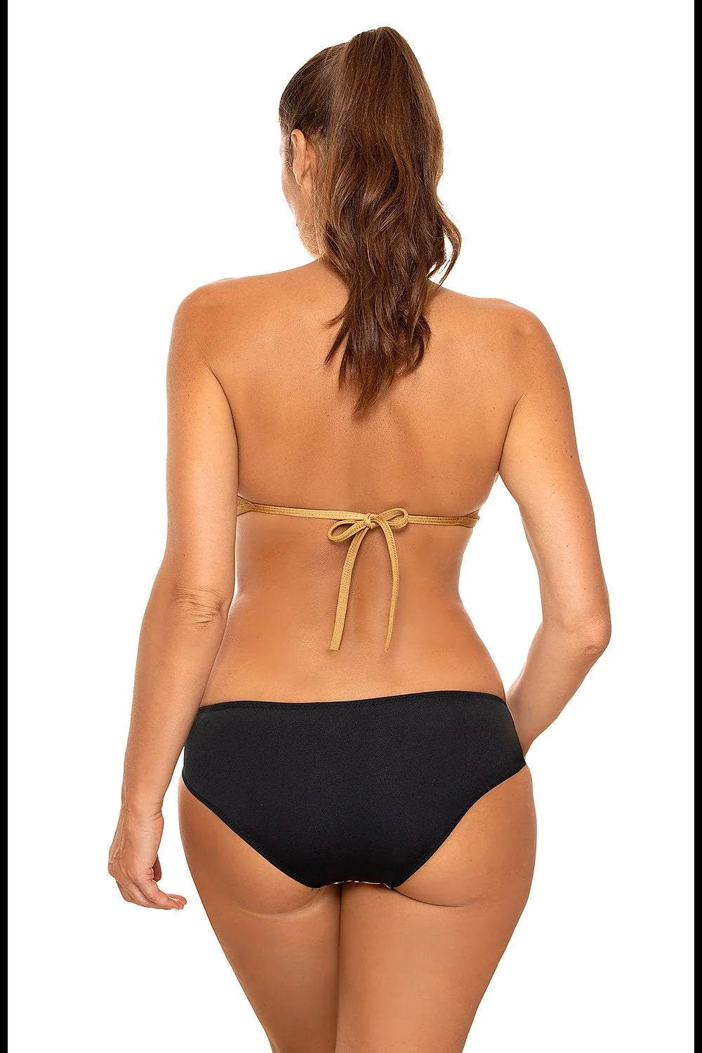 Maillot de bain deux pièces Marko doré motif circulaire tissu italien Carvico Tessuti taille ajustable femmes plage été